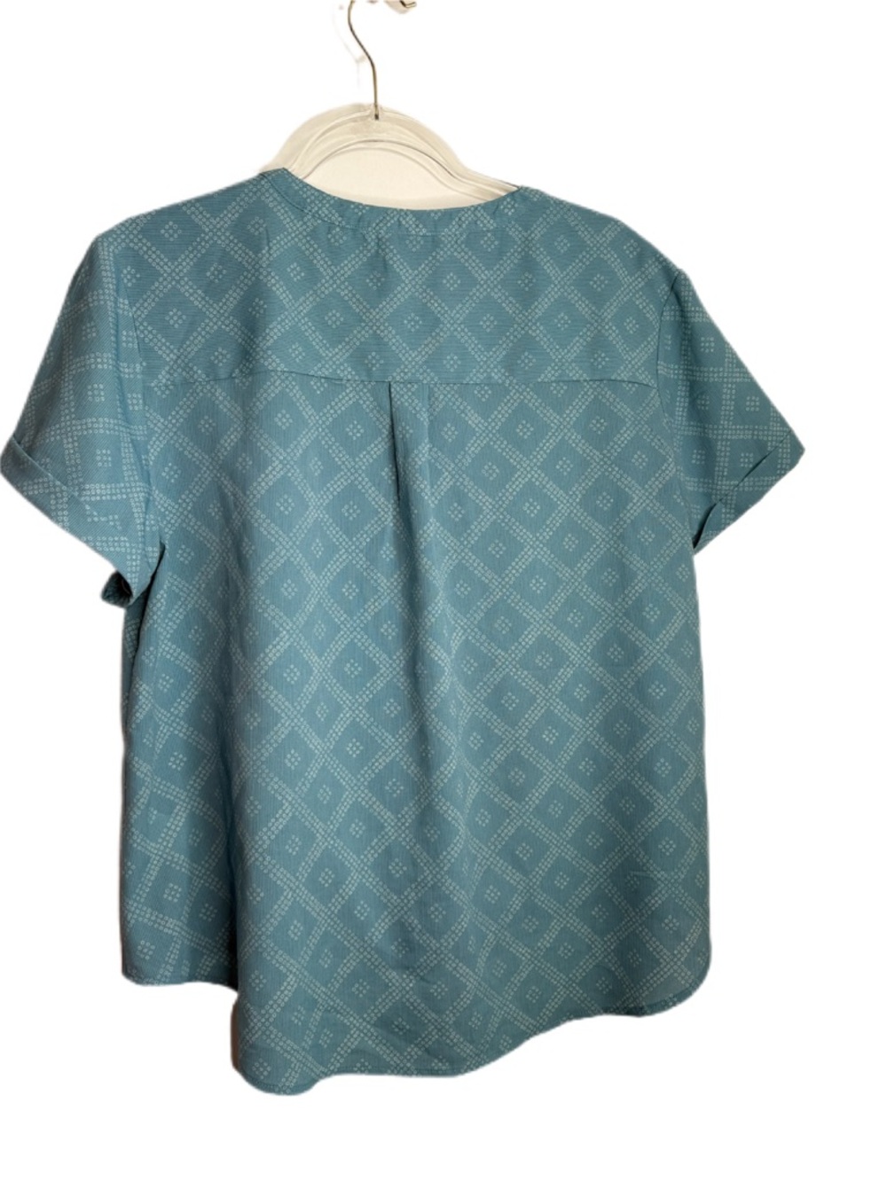 Light Blue Printed Tie-Front Blouse - Picture 4 of 8